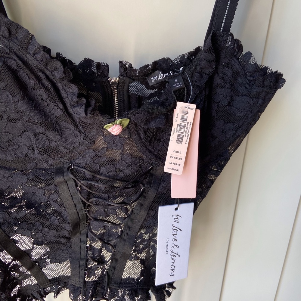 For love and lemons black lace rose bustier